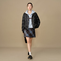 独束 大码女装毛织领轻薄羽绒服冬季短款外套