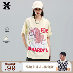 EdhardyX潮牌圆领纯棉短袖T恤夏季2026宽松休闲