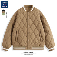 GENIOLAMODE 棒球棉服男冬季潮牌菱格纹棉袄抗寒保暖男士加厚外套