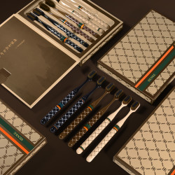 痕客 爆品情侣牙刷家用超细软毛成人宽头便携印花手柄