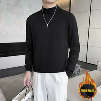 潮男前线轻熟风纯色休闲百搭半高领针织打底毛衣保暖圆领长袖