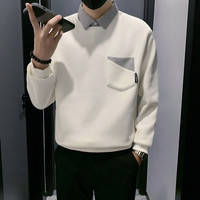 2026春秋款男士卫衣长袖潮流百搭假两件衬衫领潮牌打底衫痞帅上衣