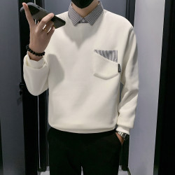2026春秋款男士卫衣长袖潮流百搭假两件衬衫领潮牌打底衫痞帅上衣