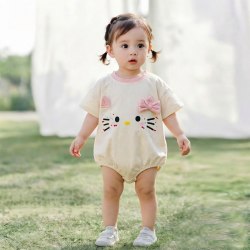 婴幼儿衣服夏装2026新款女宝宝超萌包屁衣新生儿卡通哈衣纯棉爬服