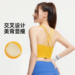 2026新款女士裸感交叉美背运动瑜伽运动防震聚拢上衣健身外穿夏季