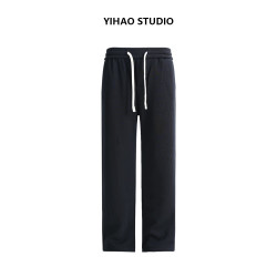 YIHAO STUDIO男士加绒加厚直筒休闲裤宽松百搭卫裤长裤