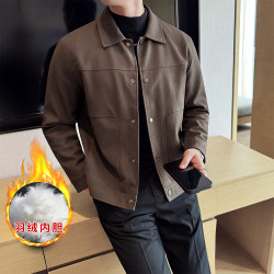 翻领保暖男士短款外套冬季2025新款韩版修身潮流加厚夹克