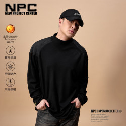 NPC 潮牌字母刺袖拼接圆领落肩卫衣男锁温保暖NP49ST06