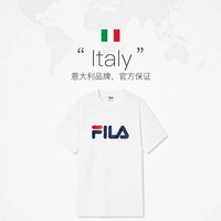 FILA 字母大小LOGO印花多巴胺黑白色短袖T恤