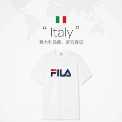FILA 字母大小LOGO印花多巴胺黑白色短袖T恤