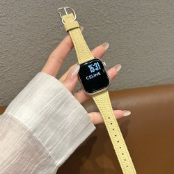圣铂 适用iwatch11苹果s10手表带ultra新款夏天可爱applewatch9金属小熊扣s8荔枝纹s7真皮皮质SE代女款高级感腕带