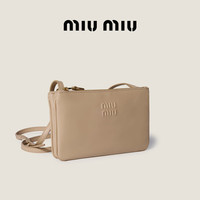 MIU MIU 缪缪 女士牛皮革迷你斜挎手提包 沙黄色