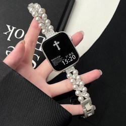 新款小香风仿珍珠表带适用华为Fit5腕带fit4代金属fit5pro手表fit3高级女生镶钻保护壳小众ins夏季透气超好看