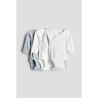 H&M HM童装婴儿新生儿连体衣3件装秋季棉质汗布长袖哈衣爬服0694298