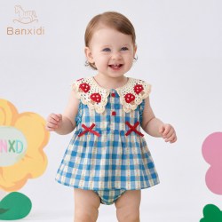 班喜迪 婴儿衣服夏装小月龄外出服宝宝无袖背心裙子包屁衣夏季薄款