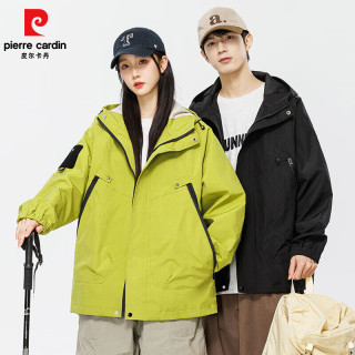 皮尔·卡丹 皮尔卡丹 2026春秋季冲锋夹克外套男宽松潮流牌户外登山服百搭情侣款上衣 荧光绿   2XL