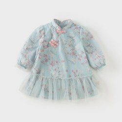 戴维贝拉 女童连衣裙儿童国风汉服裙子秋装新款宝宝洋气公主裙