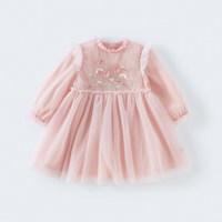 戴维贝拉 儿童连衣裙秋装新款女童网纱公主裙宝宝周岁礼服裙子