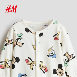 H&M HM2026秋季新款童装女婴印花棉质连体睡衣1346274