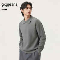 gxgjeans 【限时五折】 美式基础纯色基础翻领毛衣线衫 灰咖色