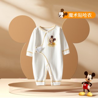 迪士尼 婴儿衣服纯棉连体衣刚出生宝宝满月见面送礼月子睡衣爬服