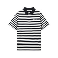 gxgjeans 【限时五折】 美式翻领条纹短袖POLO衫 黑白条