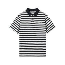 gxgjeans 【限时五折】 美式翻领条纹短袖POLO衫 黑白条