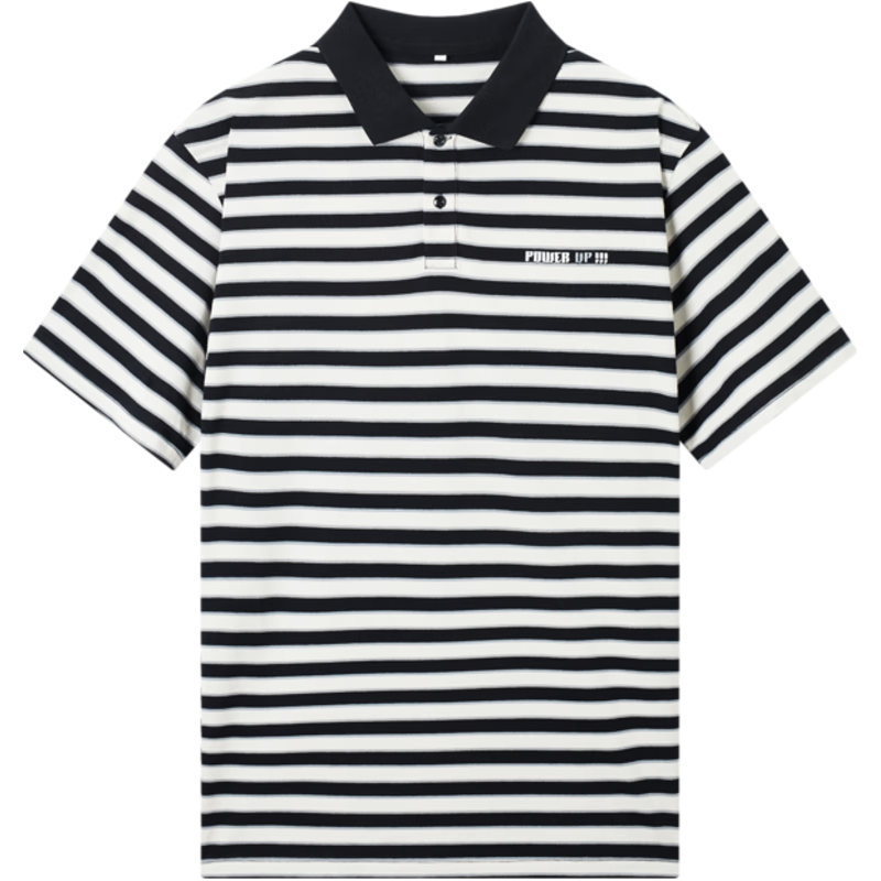 gxgjeans 2024夏季翻领条纹短袖POLO衫 黑白条 XL