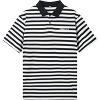 gxgjeans 2024夏季翻领条纹短袖POLO衫 黑白条 XL