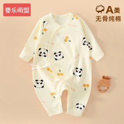 婴乐萌盟 初生婴儿衣服冬装新生儿0到3个月6宝宝满月早秋a类纯棉夹棉连体衣
