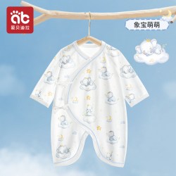 爱贝迪拉 新生婴儿衣服夏季薄款网眼满月宝宝52码9幼儿a空调纯棉蝴蝶连体衣