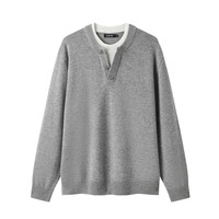 gxgjeans 【限时五折】 美式假两件半开襟休闲毛衣 灰色