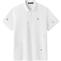 gxgjeans 满身刺绣翻领短袖POLO衫 白色 XL