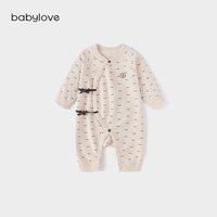 88VIP：Babylove 新生儿连体衣春秋季纯棉和尚服洋气婴儿护肚系带哈衣爬服