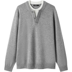 gxgjeans 假两件半开襟针织衫 黑色 XL