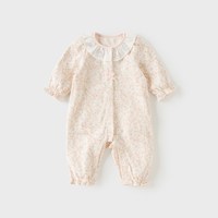 戴维贝拉 女宝宝连体衣秋新款新生儿A类纯棉爬服婴儿衣服印花哈衣