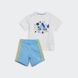 adidas 男婴童A类休闲印花亲肤圆领短袖套装夏季adidas阿迪达斯轻运动