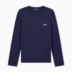 Emporio Armani 安普里奥·阿玛尼 男式大胆字母图案 T 恤, 蓝色