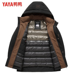 鸭鸭羽绒服 鸭鸭（YAYA）羽绒服男短款连帽厚款 黑色 XL 180(建议135-150斤)
