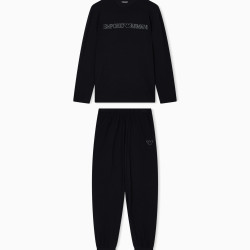 Emporio Armani 安普里奥·阿玛尼 男式 Megalogo 睡衣套装, 黑色