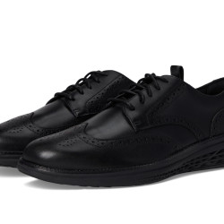 Cole Haan 男士翼尖牛津鞋 商务正装皮鞋 EVA中底减震 橡胶鞋底防滑 黑色黑色 13 US