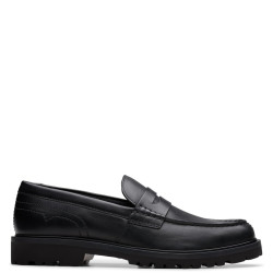 Clarks 男士 Berwick Lo 鞋, 黑色(黑色皮革)