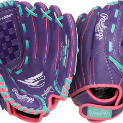 Rawlings | Sure Catch 青年系列垒球手套 | 11.5 英寸(约 29.2 厘米)| 右手投掷 | 紫色/粉色/薄荷绿