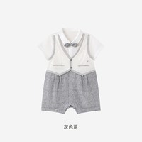 英氏 婴儿连体衣夏季新款短袖哈衣透气男宝宝爬服衣服