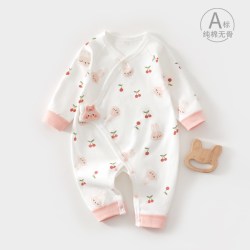 小聪熊 新生婴儿衣服春秋连体衣a类纯棉0到3个月初生宝宝秋装满月哈衣女2