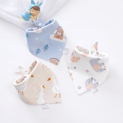 千奇宝贝 新生儿童纯棉口水巾婴幼儿防吐奶围嘴围兜宝宝双层吸水透气三角巾