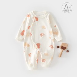 小聪熊 婴儿连体衣春秋纯棉新生女宝宝秋季衣服外出哈衣爬服a类秋装男宝6