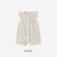 英氏 婴儿衣服女宝宝连体衣居家抗菌夏季短袖哈衣爬服