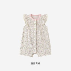 英氏 婴儿衣服女宝宝连体衣居家抗菌夏季短袖哈衣爬服