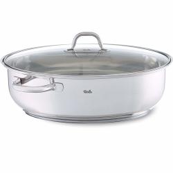 Fissler 菲仕乐 不锈钢锅（8.8 L - Ø 38 cm）大型椭圆形砂锅，带玻璃盖，可放入烤箱和洗碗机，适用于电磁炉
